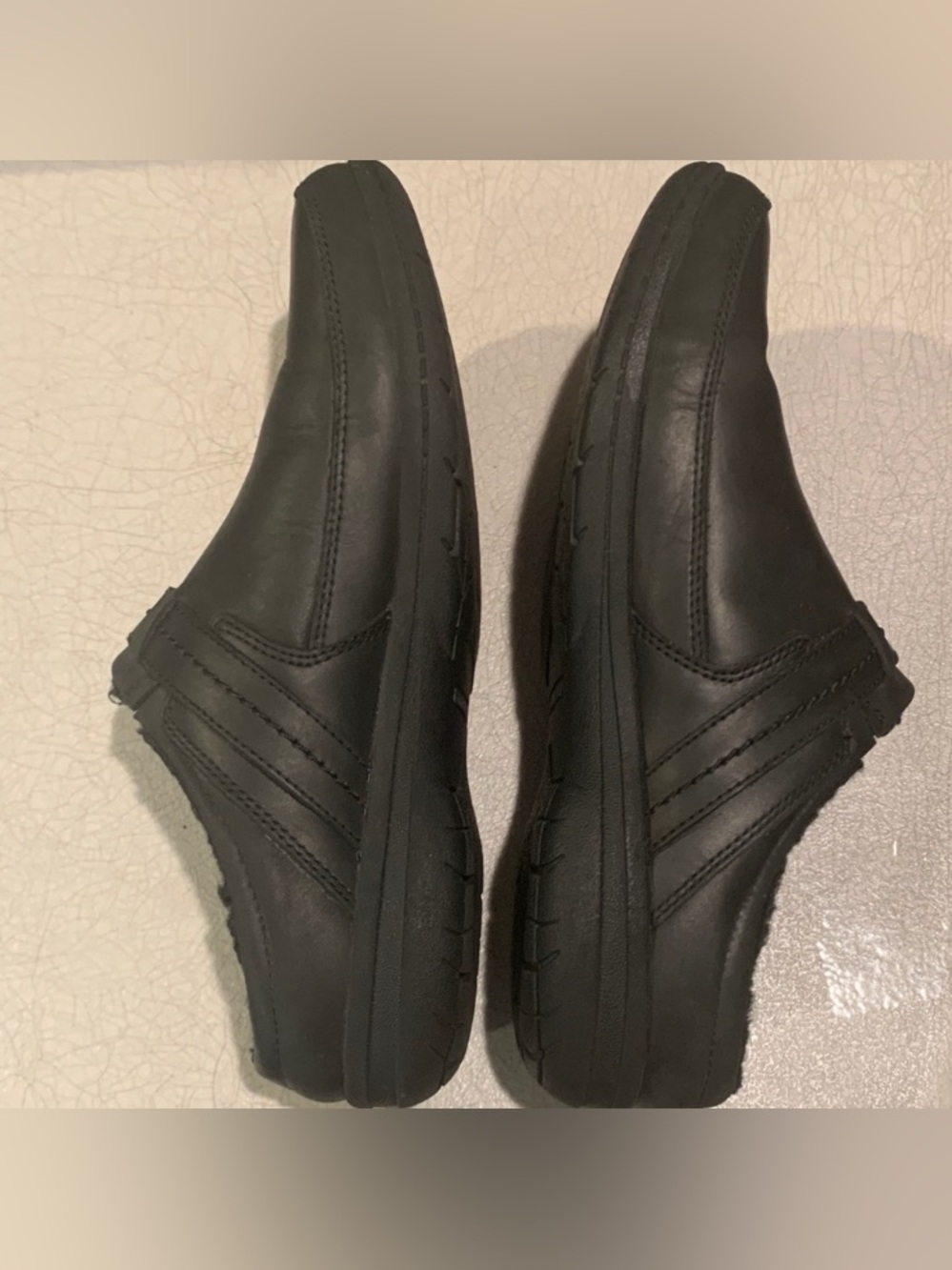 Merrell Black Leather Slip-On Clog with Buckle